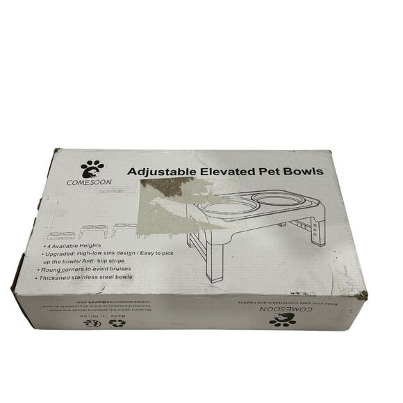 Elevated Dog Bowls Black‎ Adjustable Raised Stand 4 Heights Spill Proof Pet - Picture 3 of 11